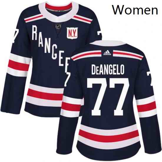 Womens Adidas New York Rangers 77 Anthony DeAngelo Authentic Navy Blue 2018 Winter Classic NHL Jersey